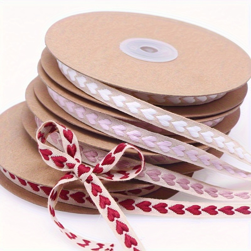 

Heart- Jacquard Ribbon Roll - Diy Crafts, Gift Wrapping & Valentine's Day Decorations