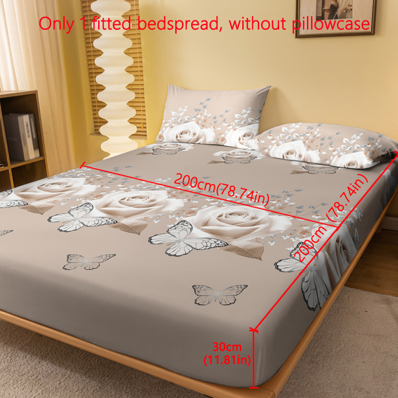 TEMU 1 pieza Minimalista Moderno Planta Floral Dorado Rosa Impreso Sábana Cepillada, Colcha para Dormitorio, Ropa de Cama (No Fundas de Almohada)