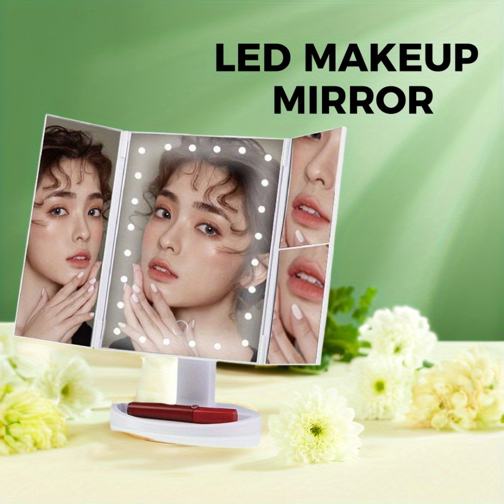 

de maquillage par LED, de pliable à panneaux, à piles, outil de beauté portable, avec commande tactile, pour dortoir et , cadeau