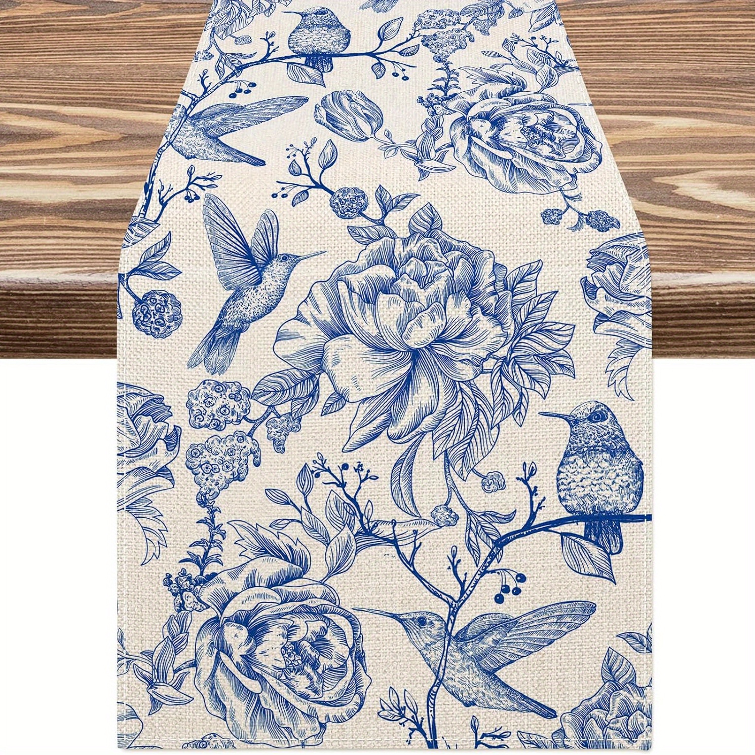 

Vintage Floral Table Runner - Bird And , Kitchen, Dining Room Decor, Indoor/outdoor Use, Polyester, 13x72 Inches - Ideal For Parties, Home Decor Gifts