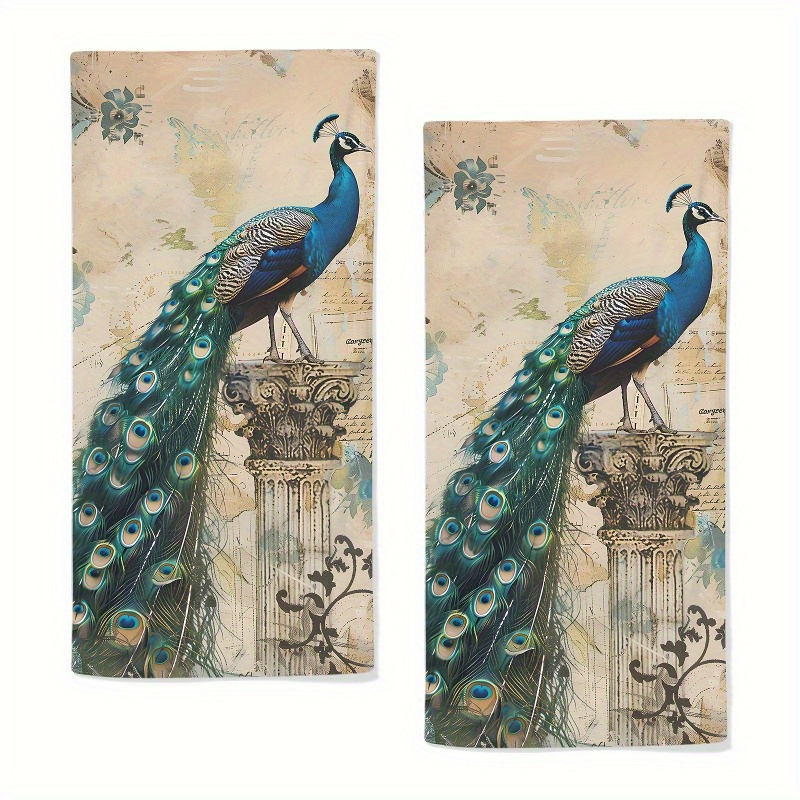 

Hand Towels Set Of 2 Teal Kitchen Towels Absorbent Birds Face Towels For Bathroom Gym Hotel Decorative Fast Drying Guest Towels 18x26inches