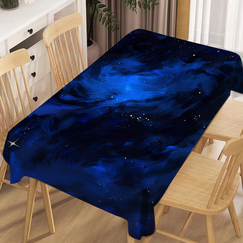 

Starry Night Polyester Tablecloth, Rectangular Machine Woven Table Cover For Dining And Party - Durable, Washable, Ideal For Various Table Sizes - Festive Decoration For Home And Events