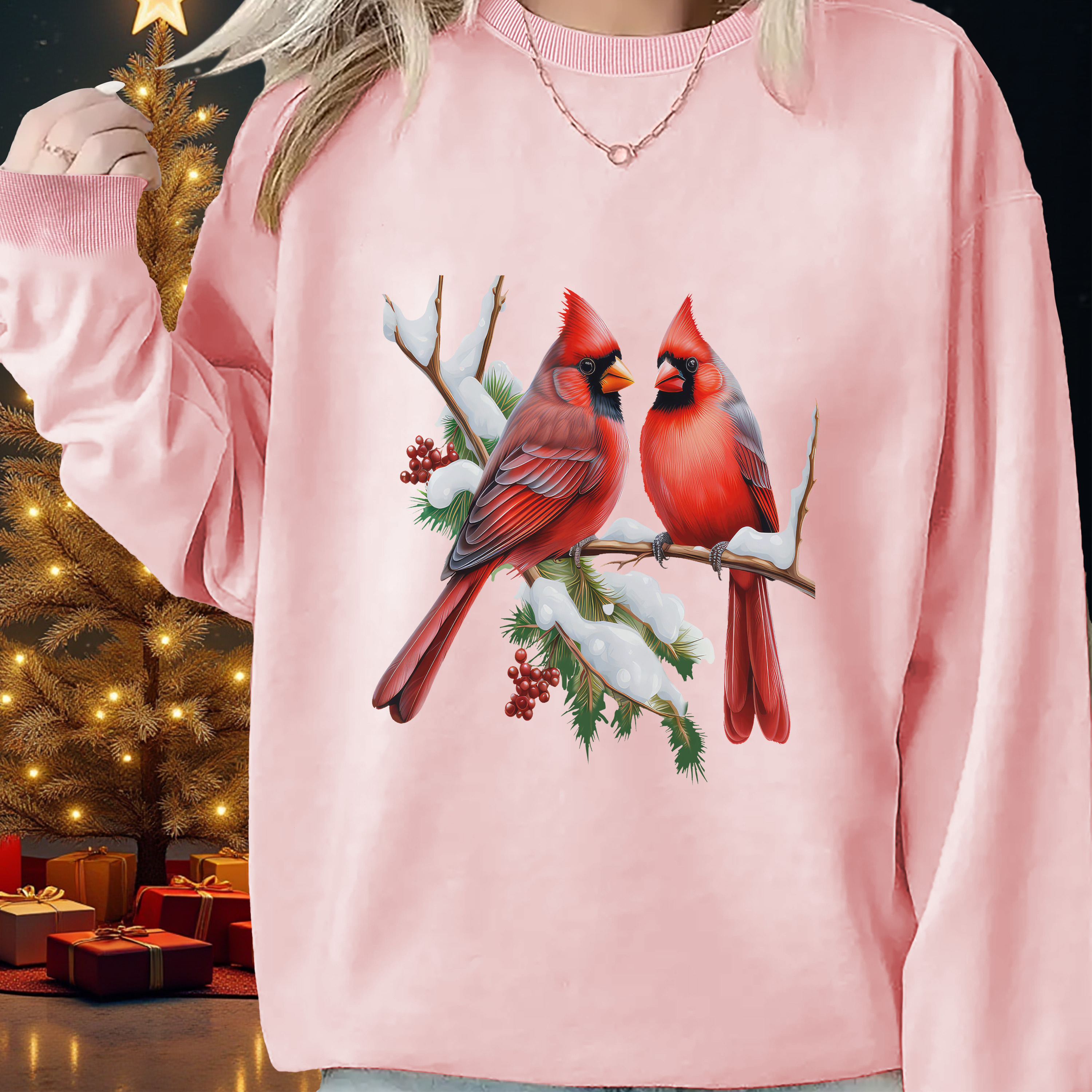 

1pc Women's Christmas Graphic Sweatshirt, Long Sleeve , Polyester ,