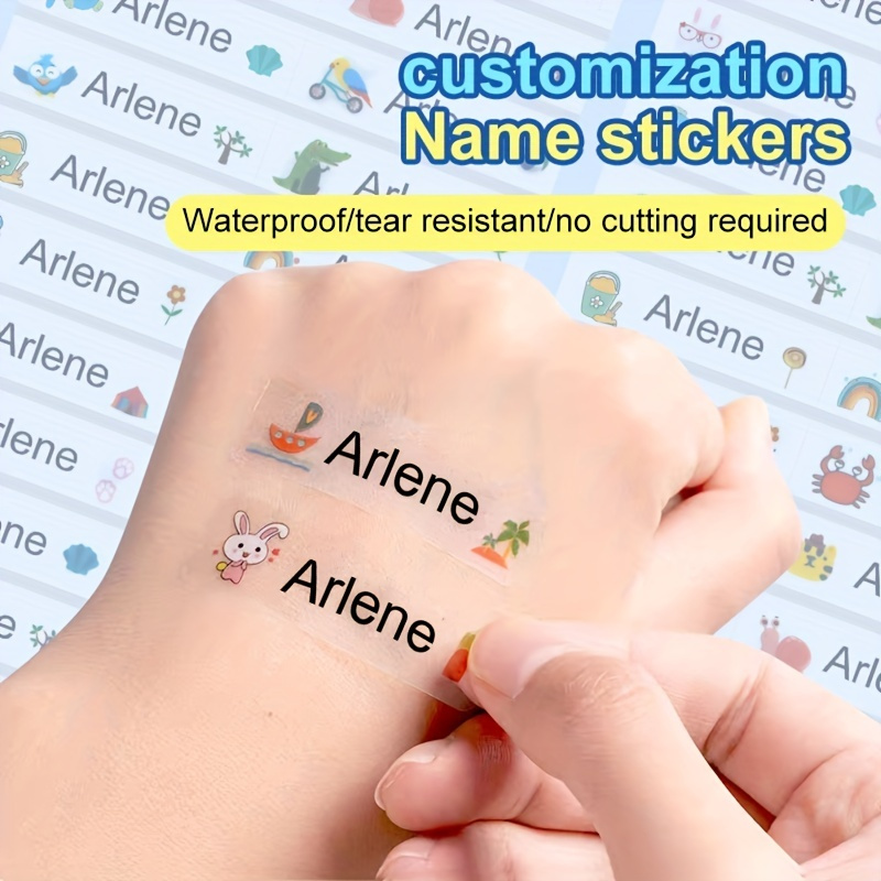 

40/80/120/160/200pcs Transparent Customized Name Stickers Waterproof Personalized Office Supplies Labels Student School Stationery Album Stickers