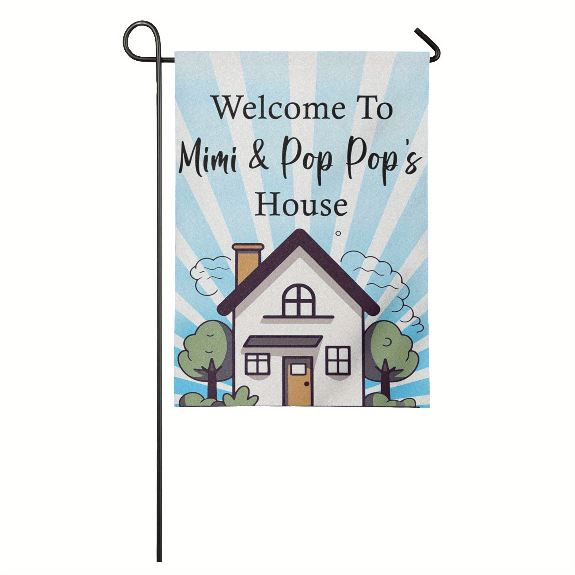 

1pc, 12x18 Inches Polyester Garden Flag, "welcome To Mimi & House" With Design, Festive Party Banner, Outdoor Decor, Home Porch Flag, Party Supplies, Home Decor (flagpole Not Included)