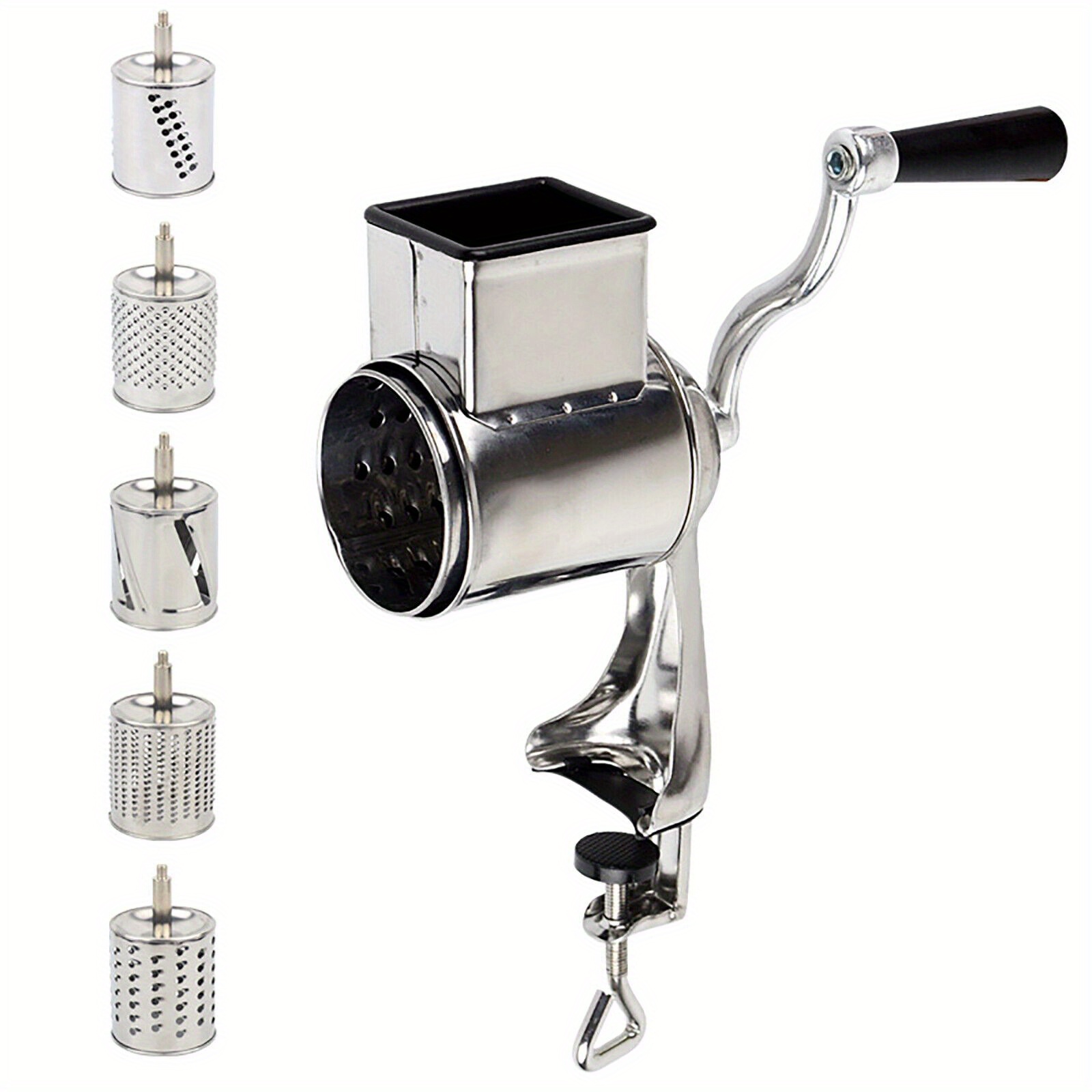 TEMU Manual Potato Grater Shredder Stainless Steel Kitchen Appliance With 5 Drums