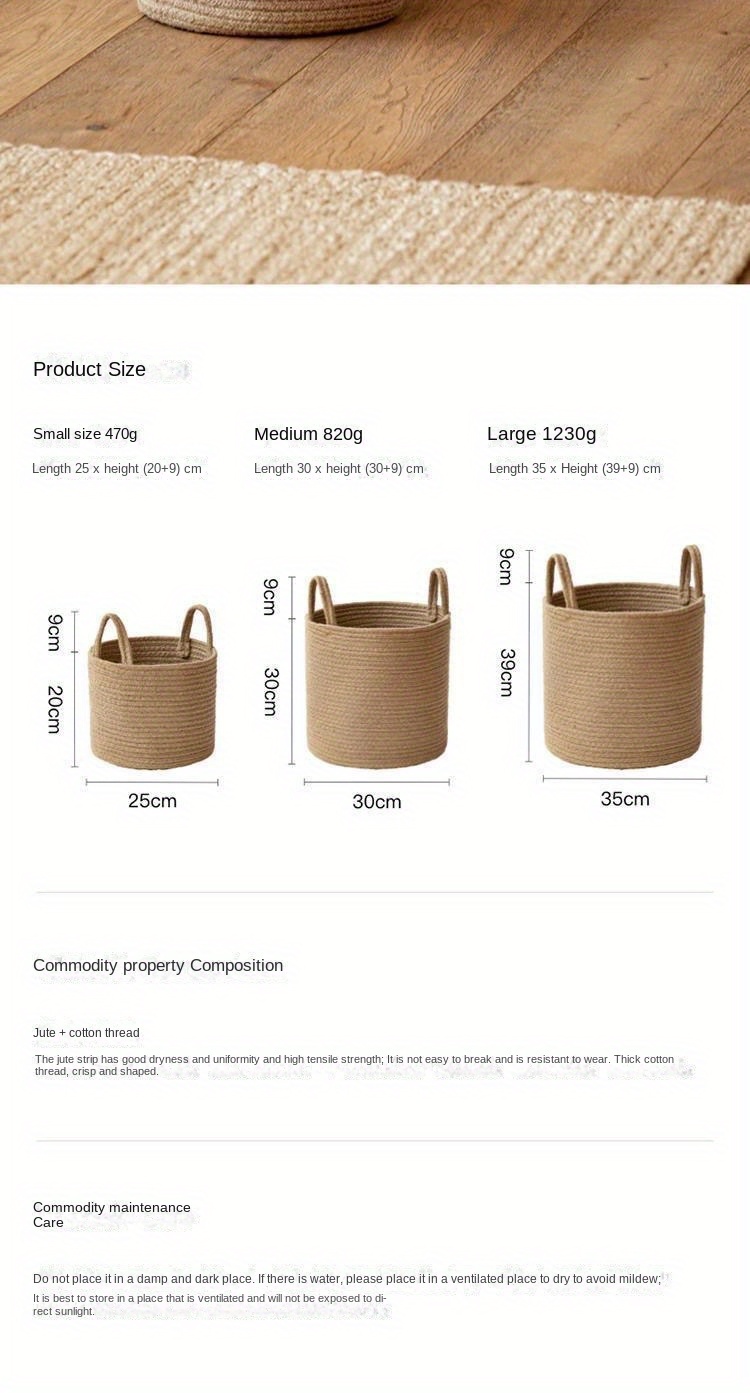 rustic cotton rope laundry basket with handles round woven clothes hamper for   room types foldable storage organizer for clothes and stuffed toys details 1