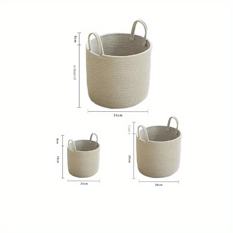 rustic cotton rope laundry basket with handles round woven clothes hamper for   room types foldable storage organizer for clothes and stuffed toys details 9