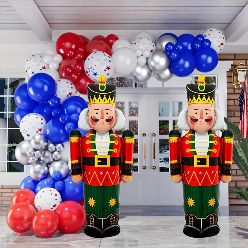 

2-pack Nutcracker Balloon Arch For Christmas And New Year Celebrations - Aluminum Film Balloons, Mixed Color, No Electricity Needed, Holiday Party Decoration