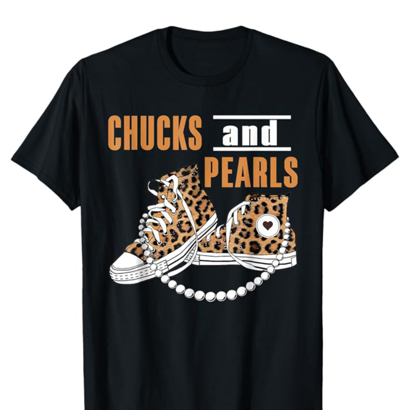 

2024 Chucks & Pearls Printed, Men's Cotton T-shirt, Graphic Tee Men's Outdoor Clothes, Men's Clothing, Casual Short Sleeve Crew Neck T-shirt, Tops For Men, Gift For Men