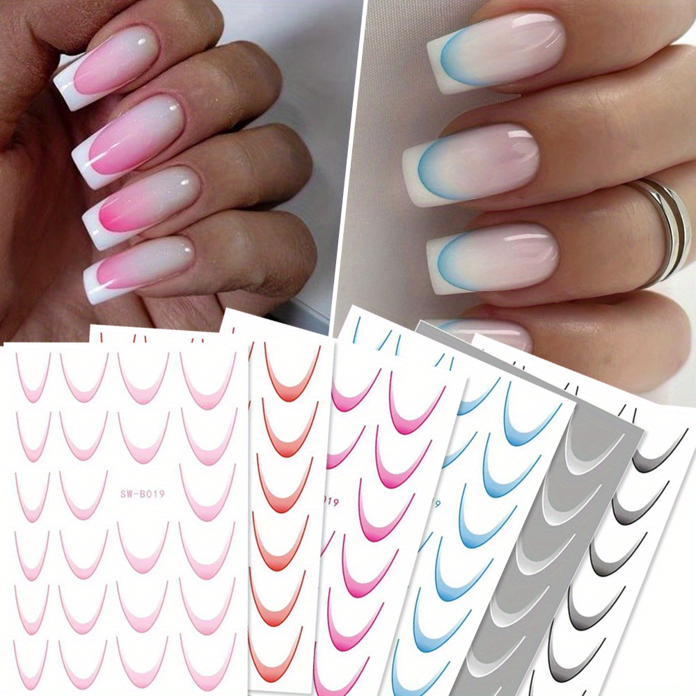 

[top-] 7pcs French Art Stickers - 3d - Decals For Diy Manicure, , & Remove