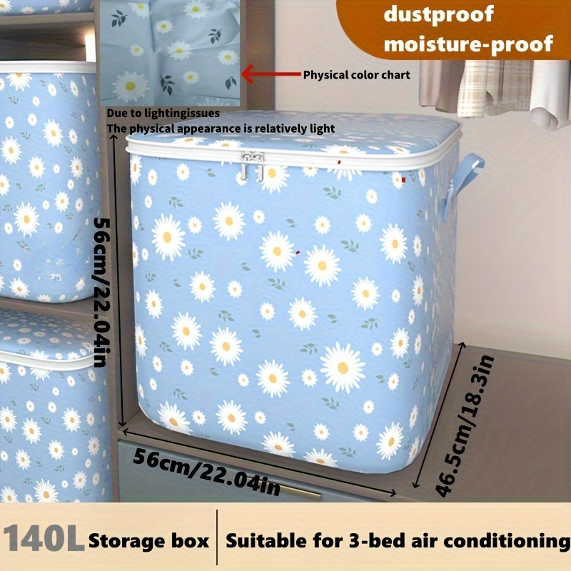 TEMU Large Capacity Foldable Storage Bag Set - Durable Polyester Clothes & Blanket Organizer With Waterproof Lining, Multi-purpose Closet Storage Solution For Home And Travel