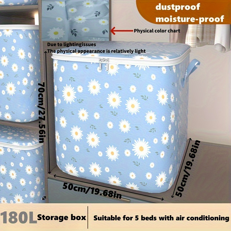 TEMU Large Capacity Foldable Storage Bag Set - Durable Polyester Clothes & Blanket Organizer With Waterproof Lining, Multi-purpose Closet Storage Solution For Home And Travel