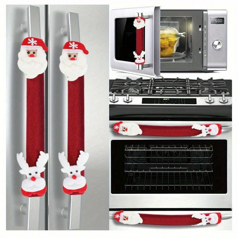 

Christmas Cheer Oven & Fridge Handle Covers - Polyester, Battery-free, Ideal For Holiday Home Decor