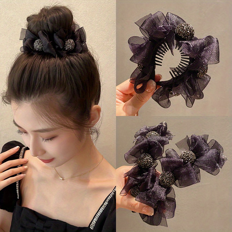 

Elegant Oval Bow Hair Clip For Women - Mixed Color, Sparkling Decorative Accessory, Plastic, Single Pack, Suitable For 14+