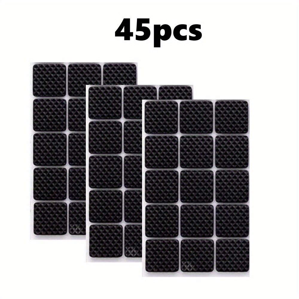 Image of 45/90/180pcs Black Non-slip Foot Pads | Square Black Sticky Bubble, Furniture Table Chair Non-slip Pads
