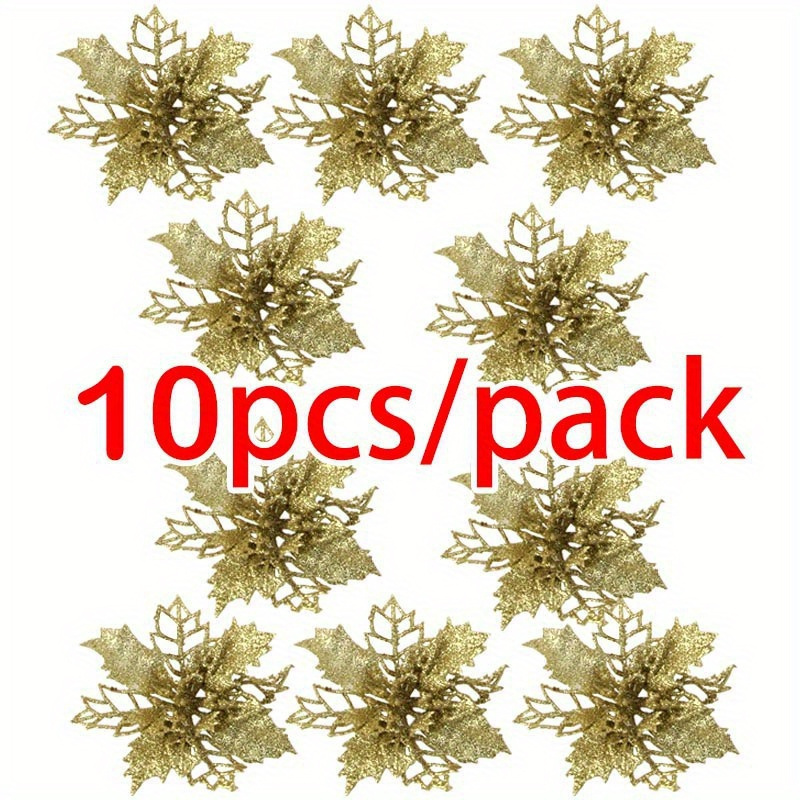 TEMU Set Of 10 Artificial Flowers For Decorating Christmas Trees, Perfect For New Year Gifts And Enhancing Festive Scenes In Homes, Offices, Yards,