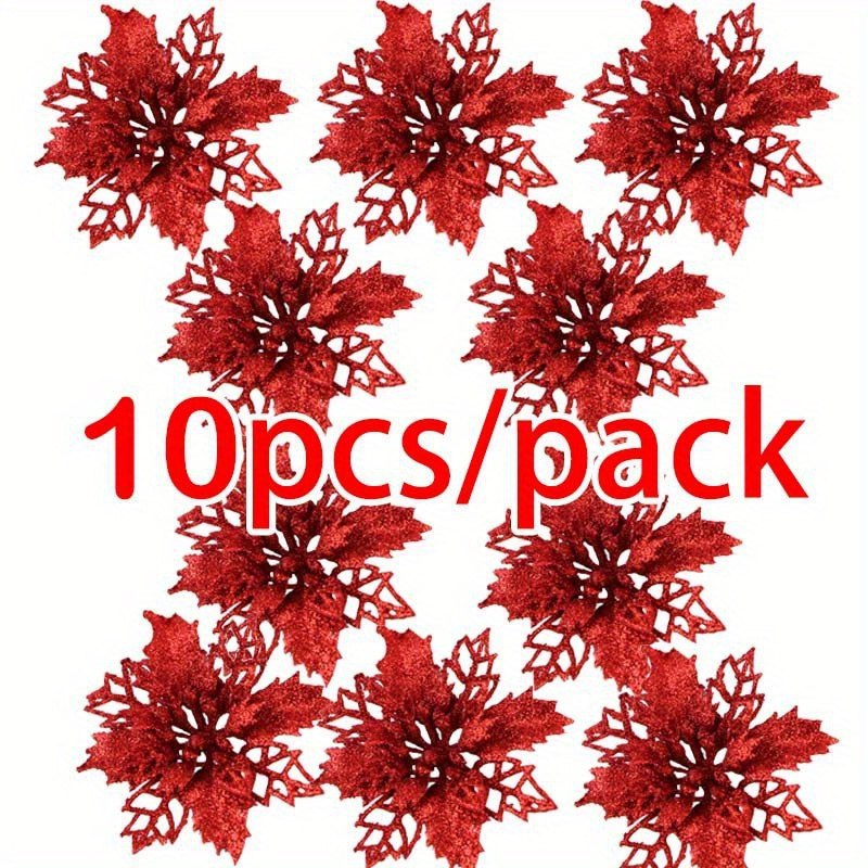 TEMU Set Of 10 Artificial Flowers For Decorating Christmas Trees, New Year Gifts And Enhancing Festive Scenes In Homes, Offices, Yards, And Themed