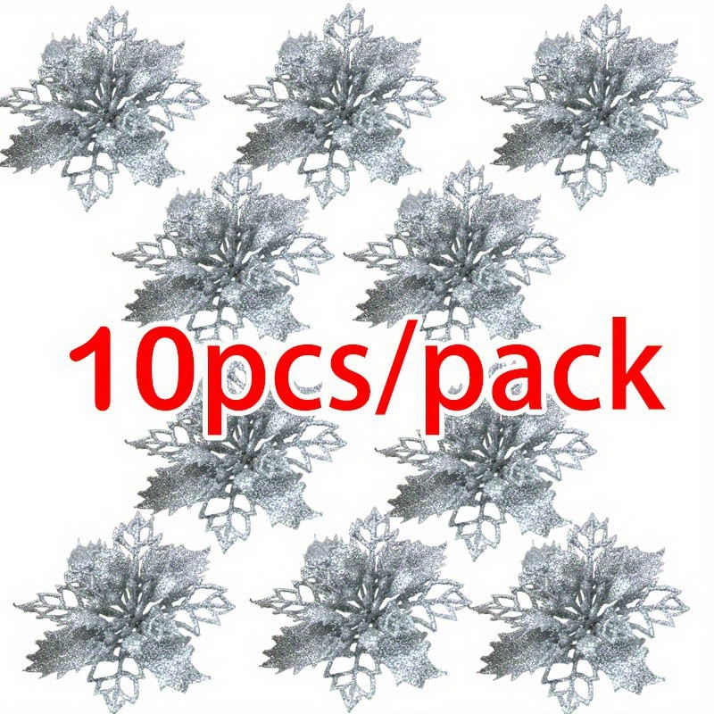 TEMU Set Of 10 Artificial Flowers For Decorating Christmas Trees, Perfect For New Year Gifts And Enhancing Festive Scenes In Homes, Offices, Yards,