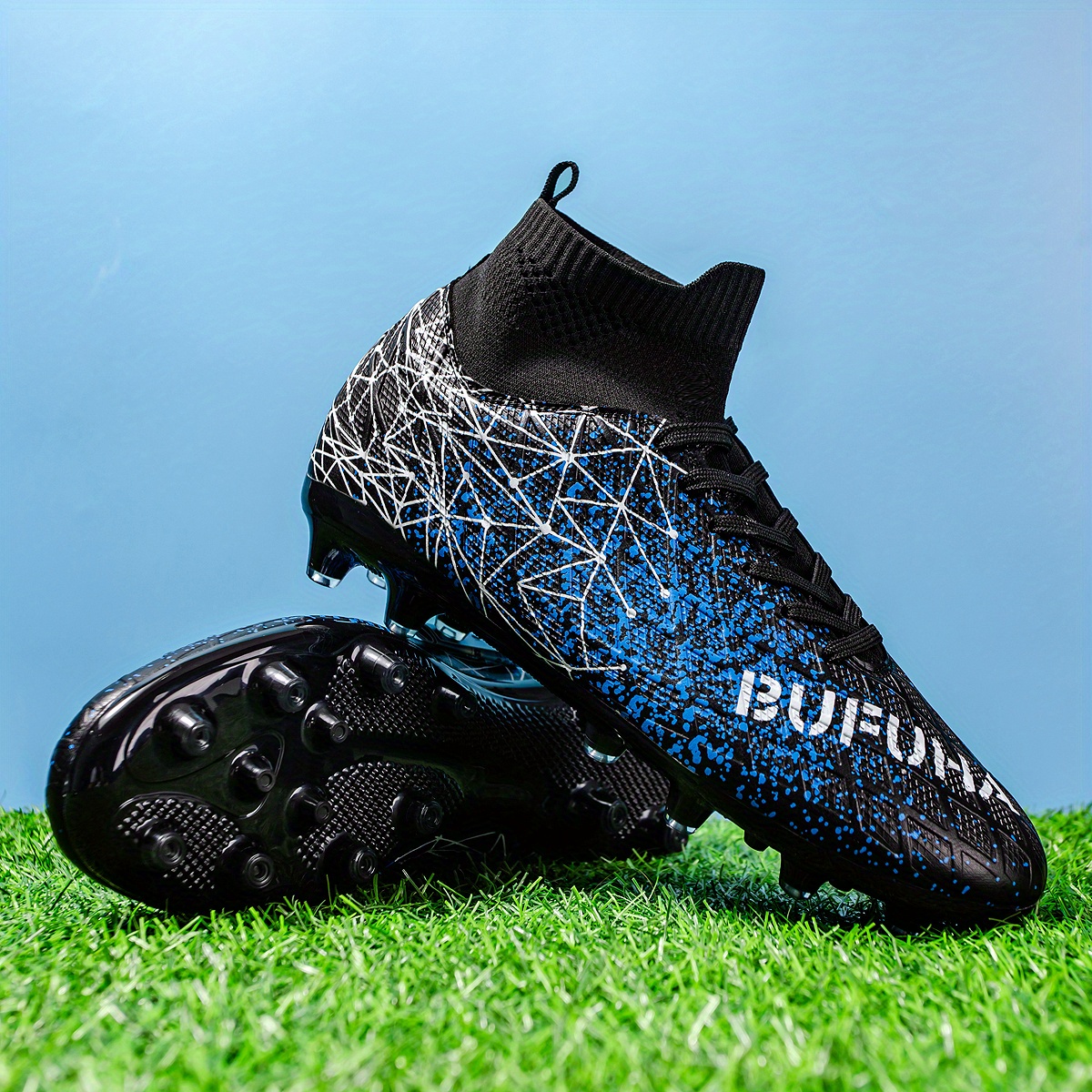 High Top Soccer Cleats with TPU Upper, Lace-Up Athletic Shoes Amazon.com | Men main image 2