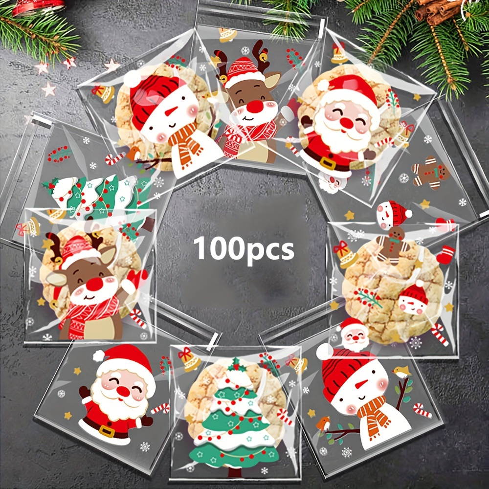 

[top-] 100pcs Christmas Treat - -sealing, Disposable Pe & Pouches For Gifting