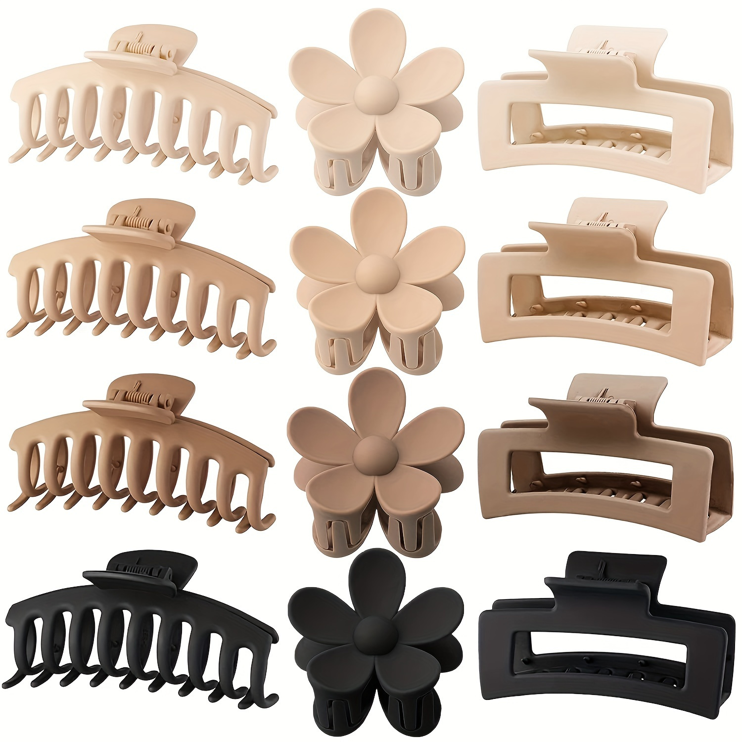 

3/12pcs Pet Material Hair Claw Clips Set - Hair Accessories For Women, Travel-friendly, Non-textile Weaving, Female-friendly Outdoor Multifunctional Headwear