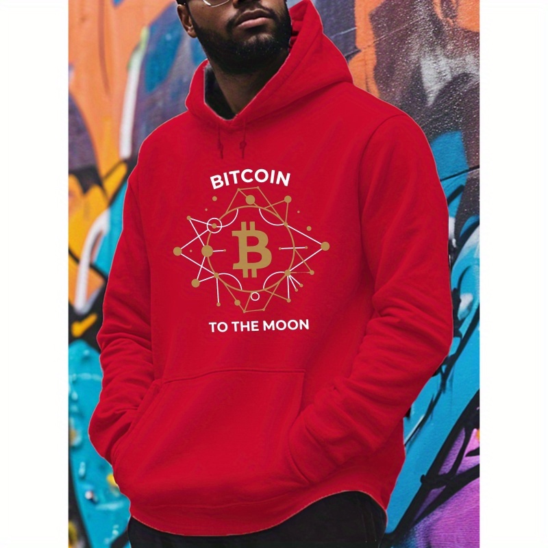 

To The Moon" Men's Hoodie - Casual Pullover With Kangaroo Pocket, Long Sleeve, Polyester , Fall/winter