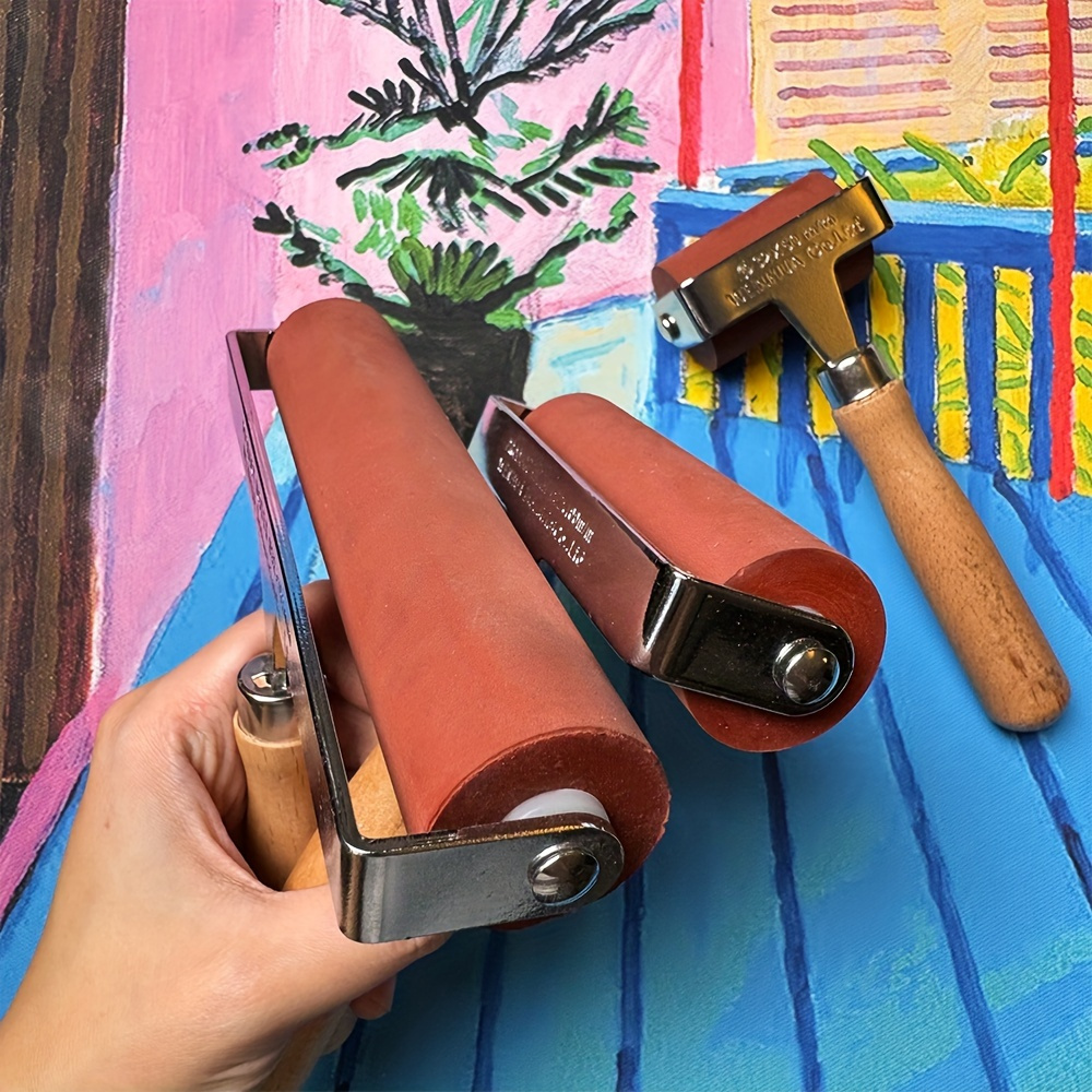 3-Pack Solid Wood Handle Printmaking Brayers