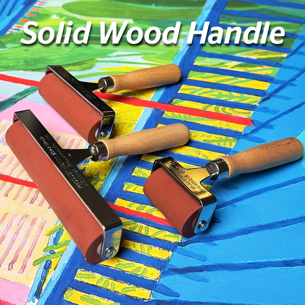 3-Pack Solid Wood Handle Printmaking Brayers