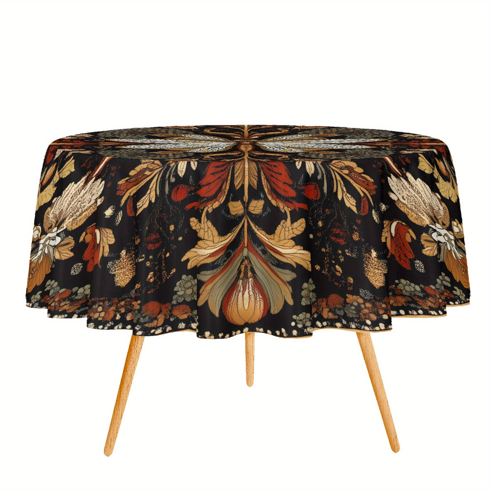 

1pc Round Tablecloth 60inch/152cm, Bohemian Retro . Suitable For Decoration In Seasonal Venues