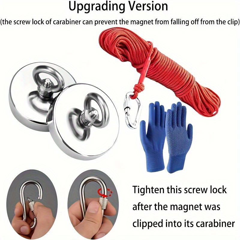 

Heavy-duty Neodymium Magnet Hook Set With Rope - 30 Lbs Pulling Force, Countersunk Hole For Easy Mounting, Ideal For Home, Office, Garage & Kitchen Use, For Spring