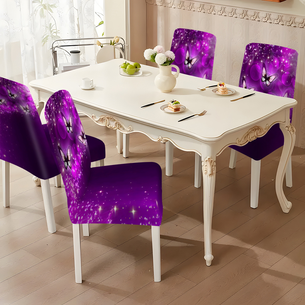 

2pcs/4pcs/6pcs New Purple Pattern Printed , And Comfortable , And Stain Prevention , Suitable For Dining