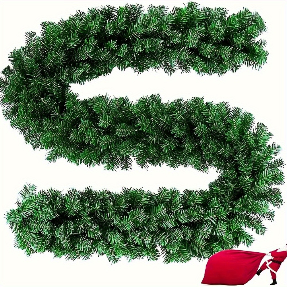 

1pc Festive Pvc Christmas Garland - 8.8ft Pine Rattan With 220 Tips For Home, Office, And Window Decoration - Non-feathered, Electricity-free, Wall And Corridor Hanging Decor For Holiday Celebrations