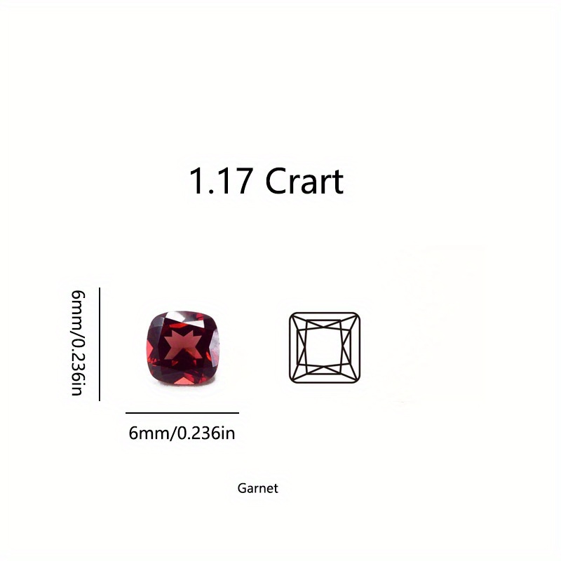 6mm Square Cushion-Cut Garnet Loose Stone, January Birthstone