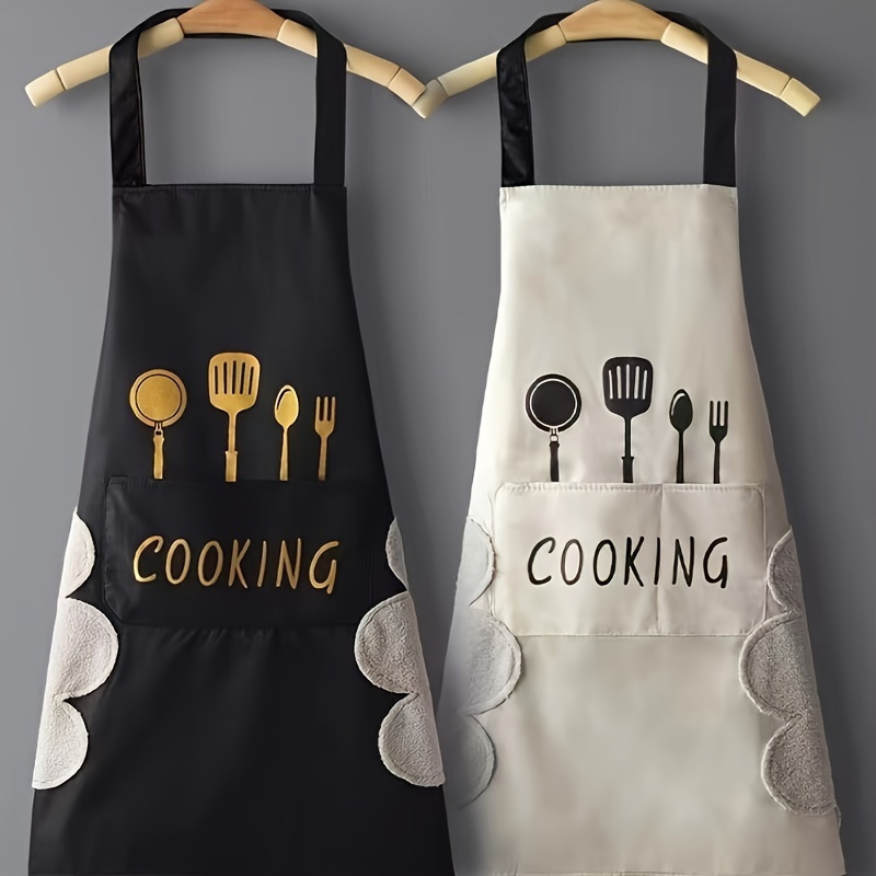 

Fashionable Thickened Polyurethane Kitchen Apron, Waterproof And Oil-proof With Cooking Utensil Design - Household Workwear