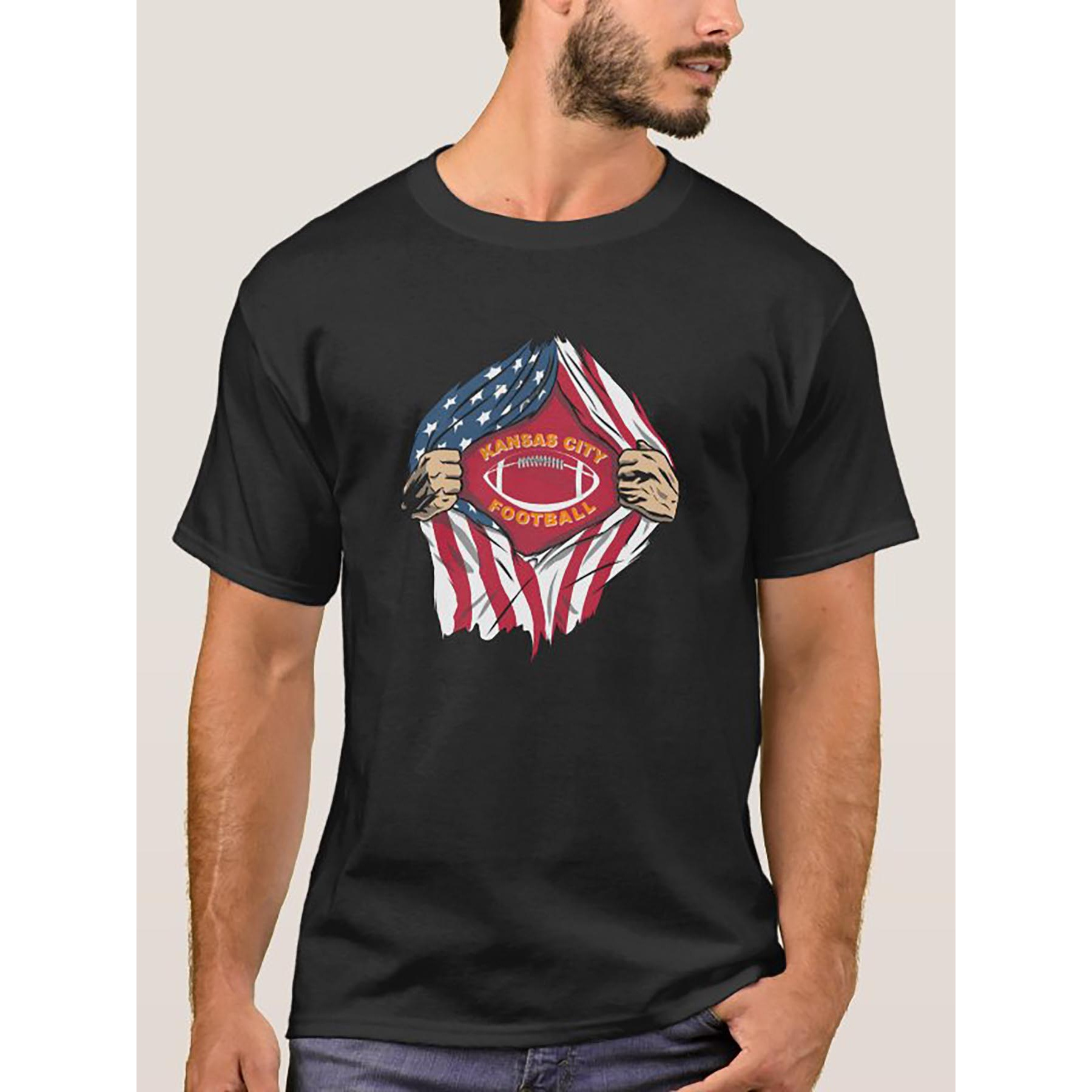 

American Football Usa T-shirt 22390 Funny Men's Short Sleeve Pattern T-shirt Series Black Zz