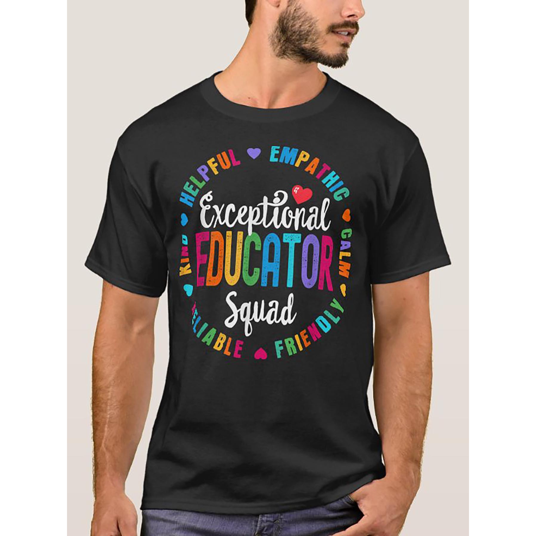 

Excellent Educator Squad 3107 Funny Men's Short Sleeve Graphic T-shirt Series Black Zz