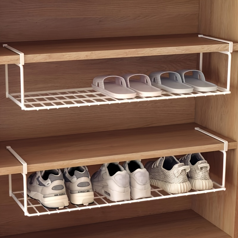 

Space-saving Foldable Metal Shoe Rack - Layered Cabinet Organizer, No Required