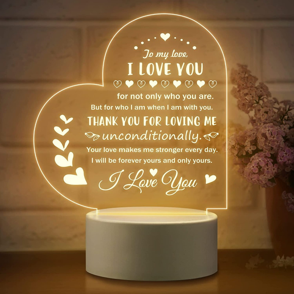 

1pc Romantic Gifts For Her Anniversary, Birthday Wife Husband Girlfriend Boyfriend - To My Night Light Best Valentine's Day Christmas I You Him