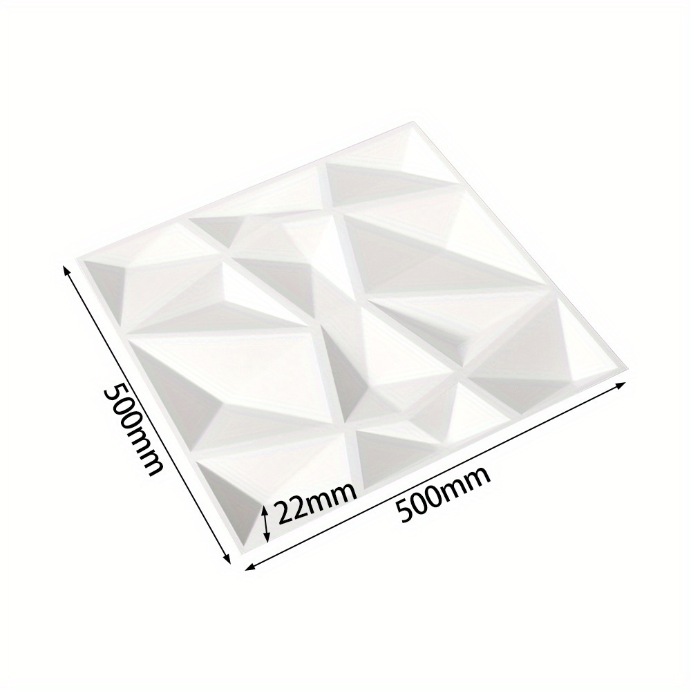 TEMU 12-pack White 3d Geometric Wall Panels, 50x50cm Pvc Textured Wall Tiles With Diamond Design For Modern Home Decor – Self-adhesive, , Living Room