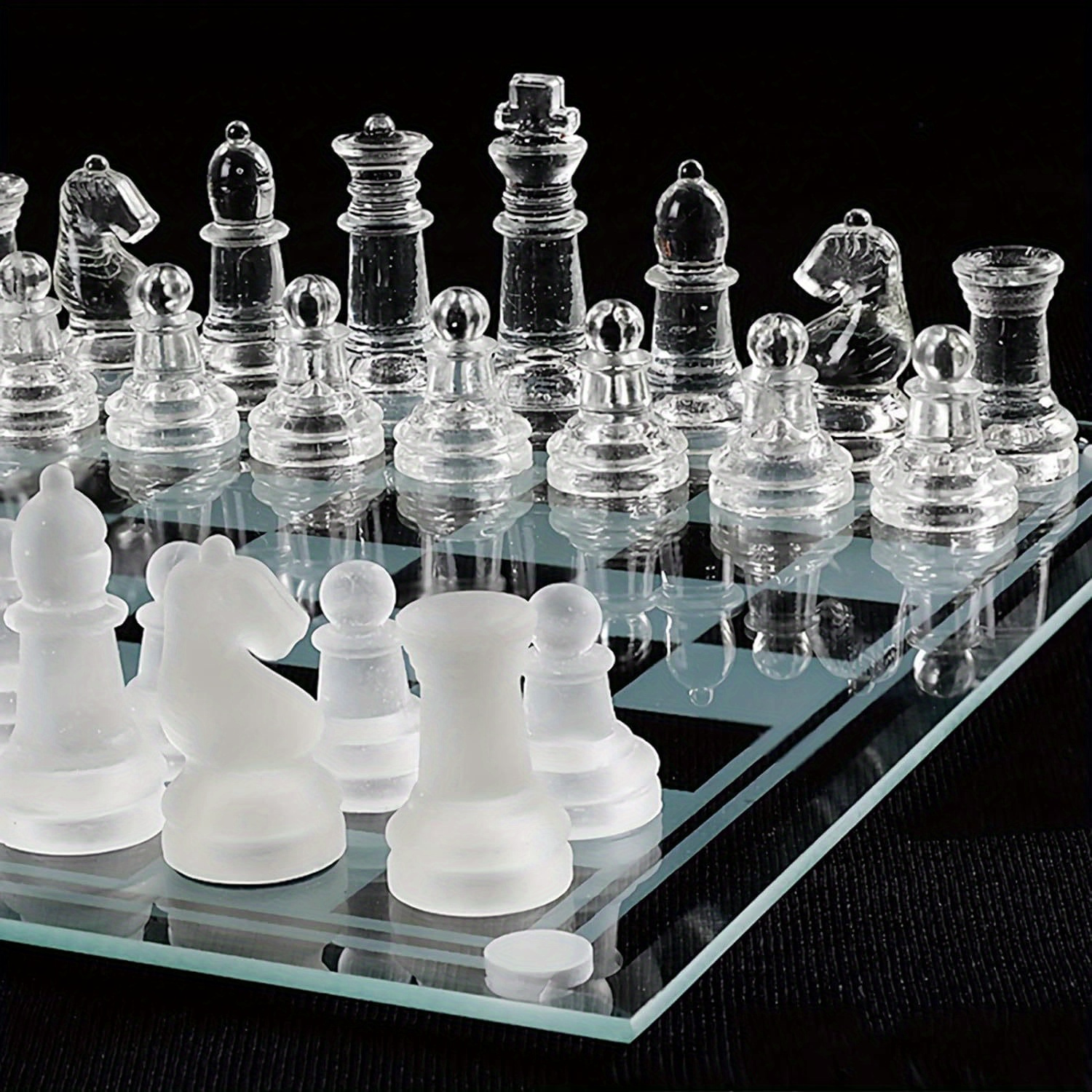 

Handcrafted 10" Glass Chess Set - , Intricately Board Game For All & Skill Levels, Ideal For Family & Home Decor