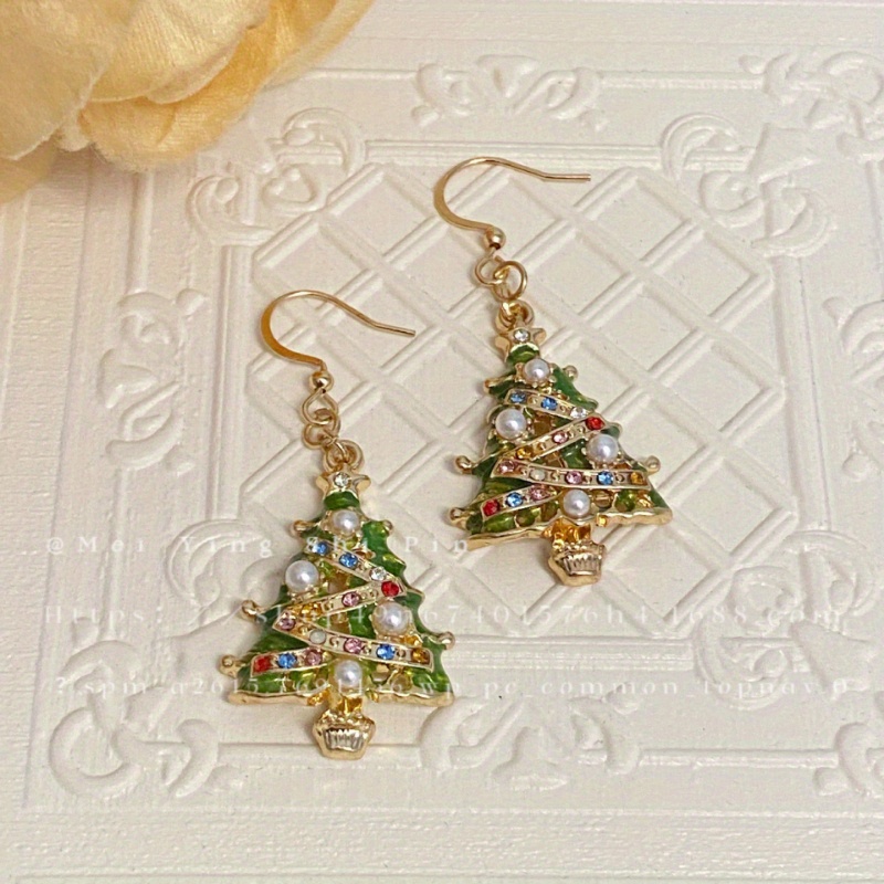 

1 Pair New Creative Christmas Earrings Female Fashion Colorful Christmas Tree Senior Sense Earrings Holiday Ornaments