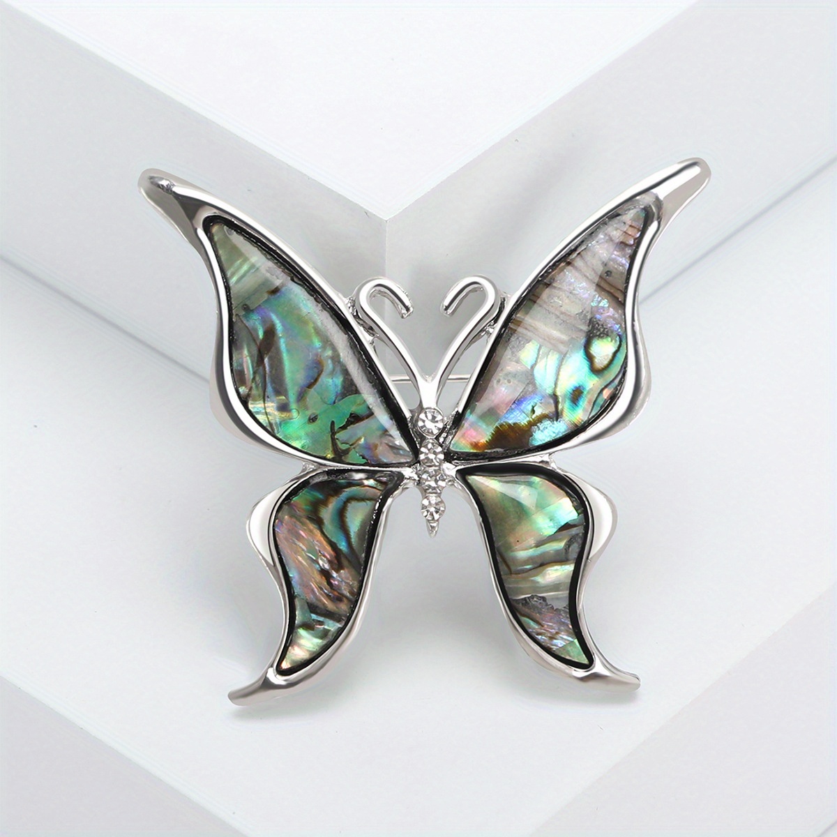 

1pc, Vintage Gothic Style Abalone Shell Butterfly Brooch, Ladies High-end Rhinestone Corsage Pin, Coat & Clothing Accessory, Novelty Fashion Jewelry