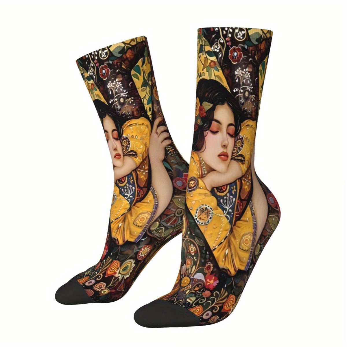 

3d Oil Painting Socks - Breathable Polyester , Stretchy & Comfortable For Wear