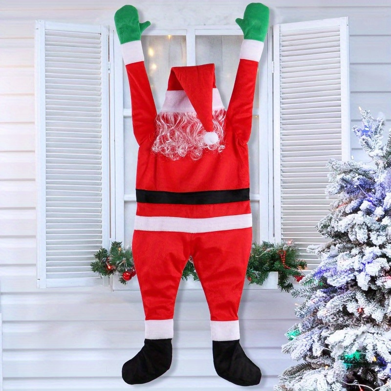 

Climbing Santa Claus Christmas Decoration - 3.6/5.6ft Hanging Ornament For Roof, Porch & Balcony - No Battery Needed, Fabric Holiday Decor