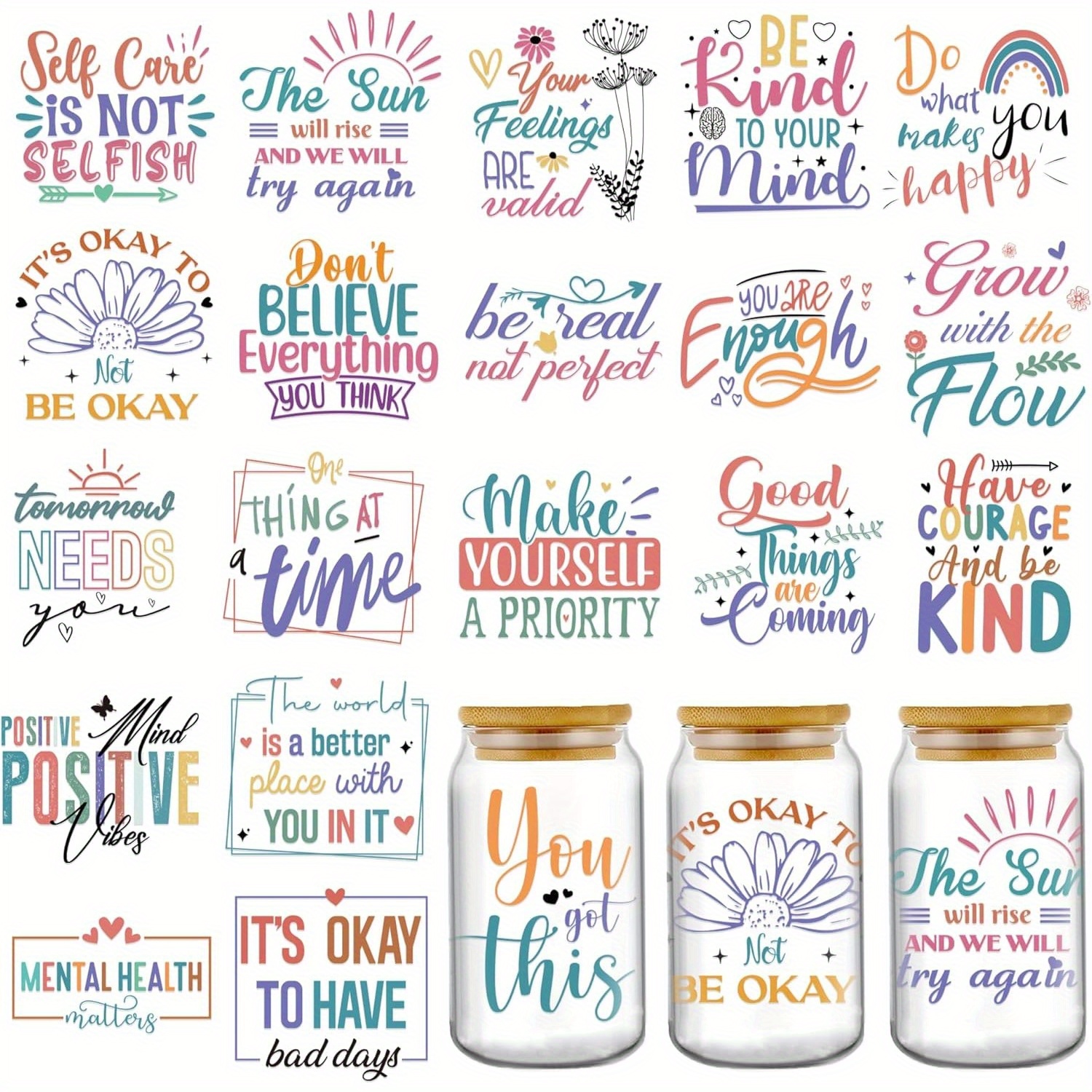 

Cup Decals - 20 Sheets Uv Dtf Cup For 16 20 40oz , Affirmation Uplifting Uvdtf Stickers For