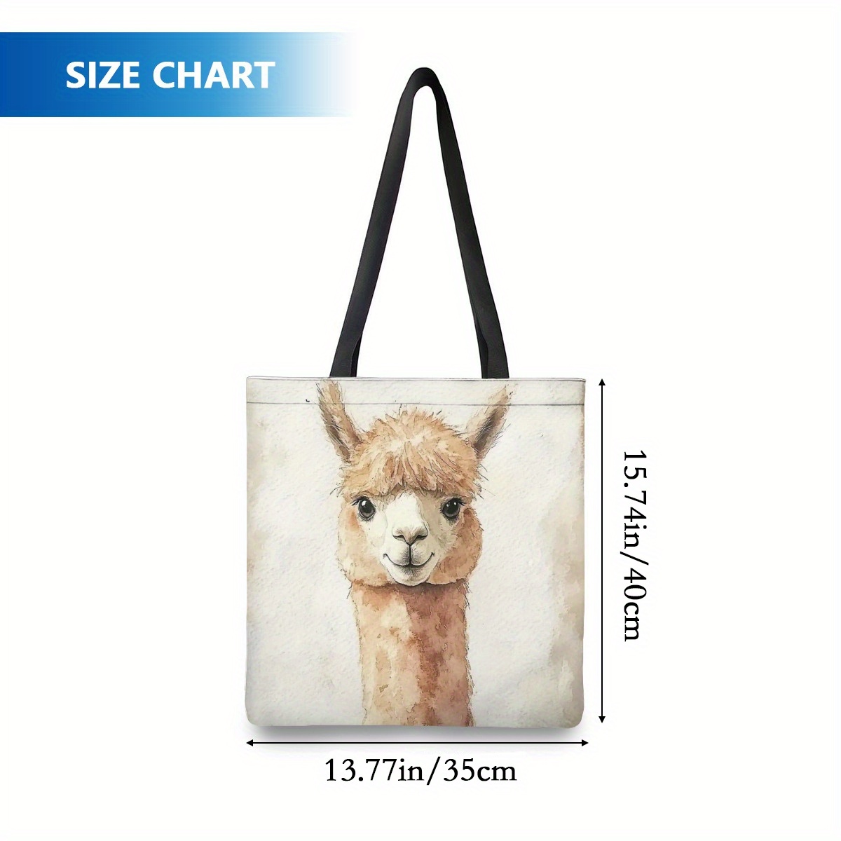 Image of 1pc Print Polyester Handbag, Reusable No-closure Handbag For Women, Aesthetic Animal Design For Gym, Beach, Travel, Grocery Shopping - 13.77x15.74 Inches