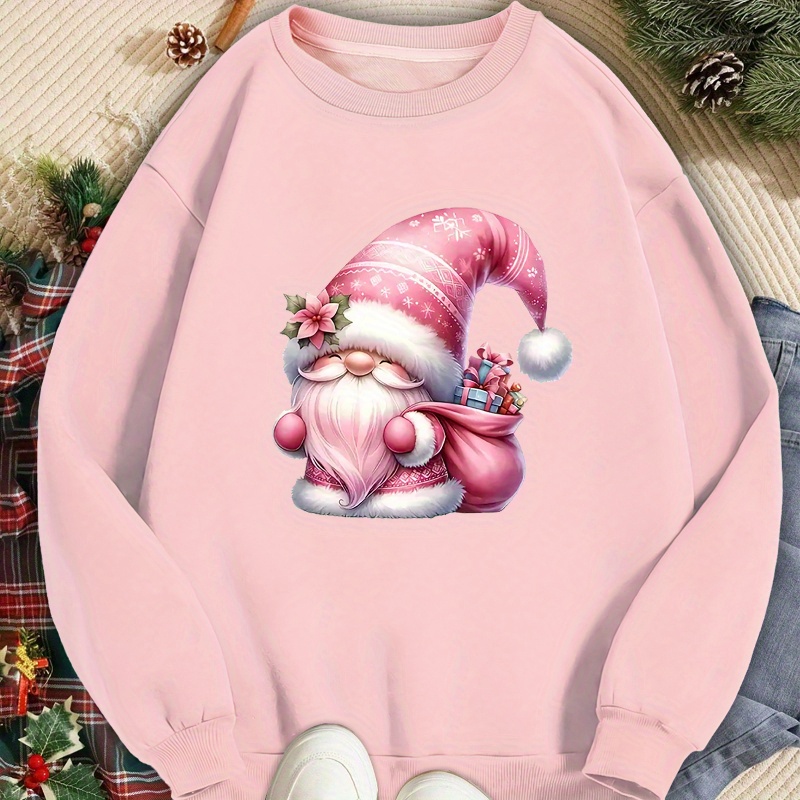 

Christmas Themed Print Sweatshirt - Casual Round Neck Long Sleeve Hoodie For All Seasons, Polyester Knit Fabric, Festive Holiday Fashion Women's Top