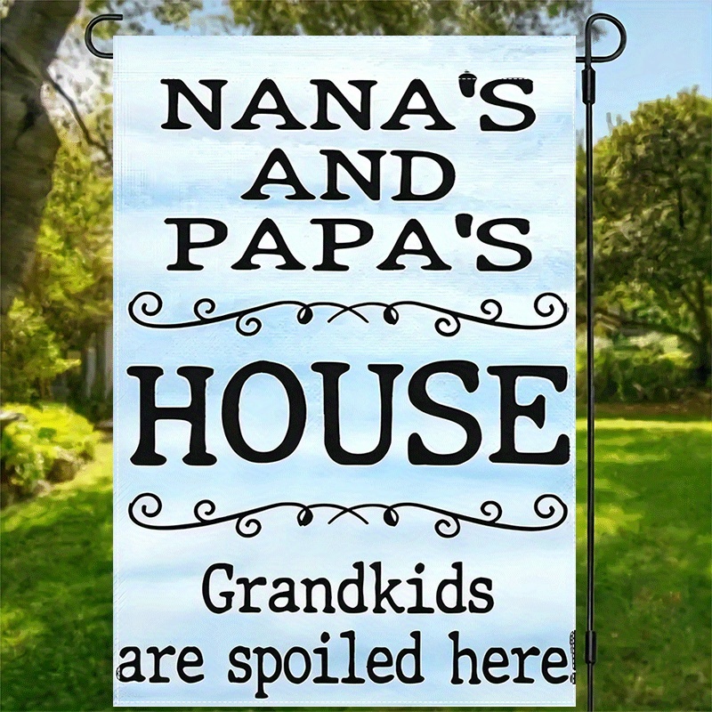 

Polyester Double-sided Garden Flag – "nana's And Grandkids Are Spoiled Here" – Multipurpose, Weatherproof Burlap Yard Decor, No Electricity Required, Machine Washable, 1pc 12x18 Inch