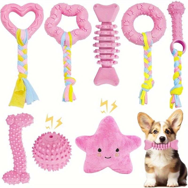 TEMU 8 Pack Small Dog Chew Toys Small Dog Toy Set Soft And Interactive Small Dog Chew Toys